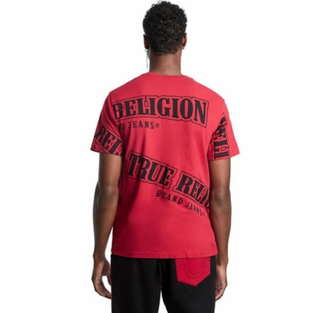 True Religion Men's True Verb Scatter Tee T-Shirt - Ruby Red - Picture 5 of 11